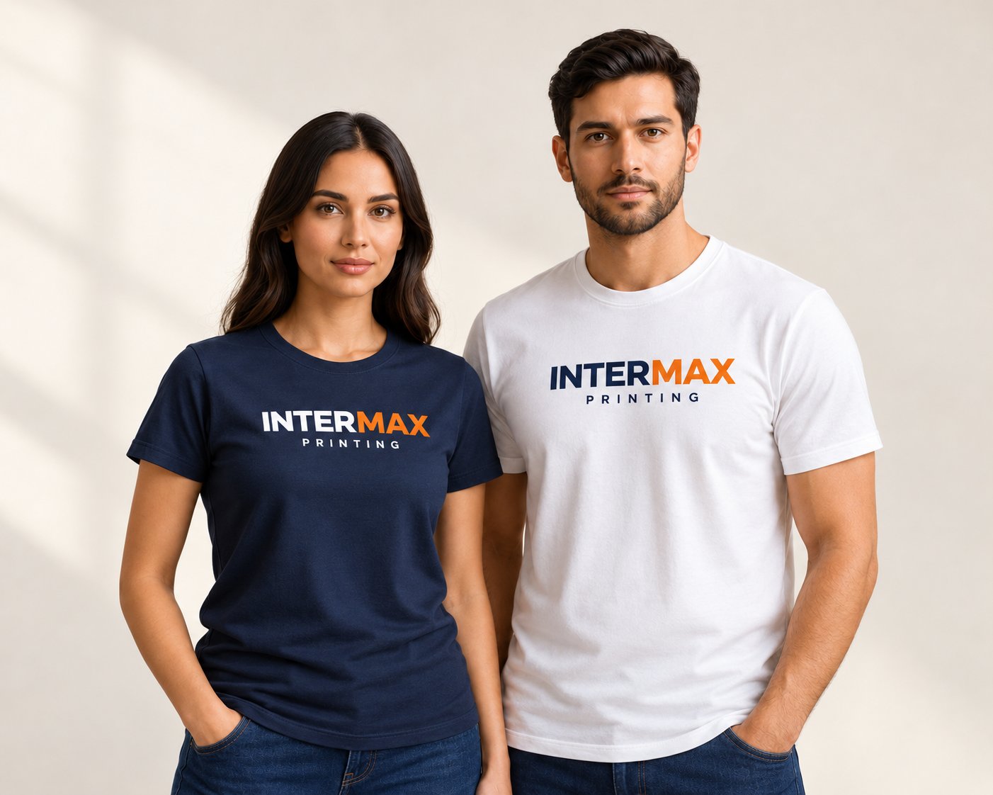 Navy and white branded T-shirts